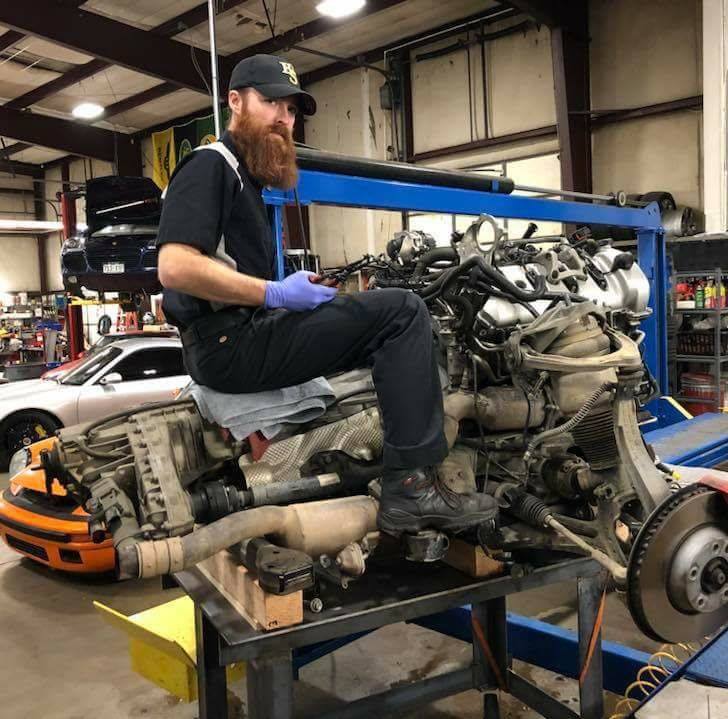 Clint working on a Cayenne drive assembly